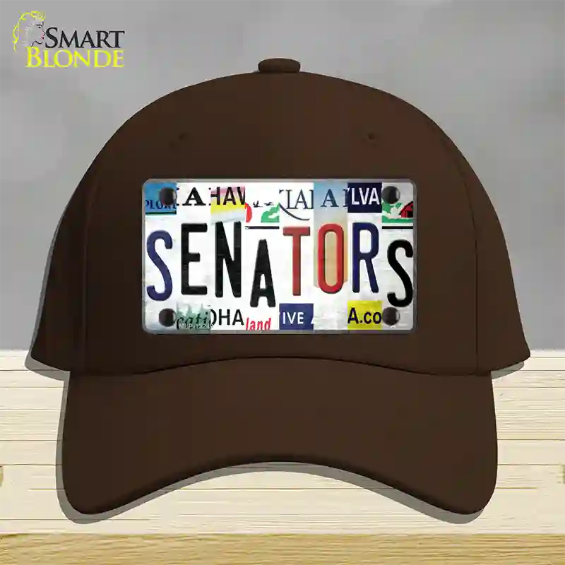 Senators Strip Art Novelty License Plate Hat Tag Cotton Dark Brown