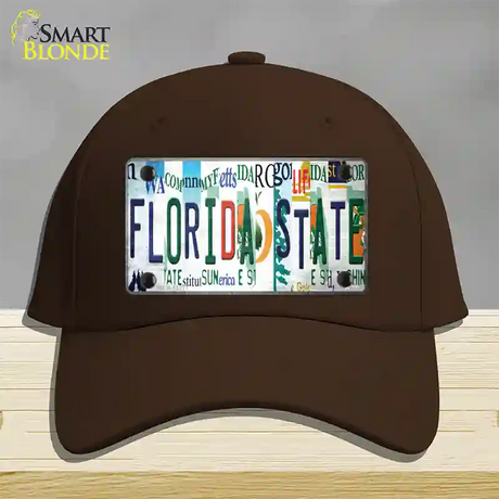 Florida State Strip Art Novelty License Plate Hat Tag Cotton / Dark Brown