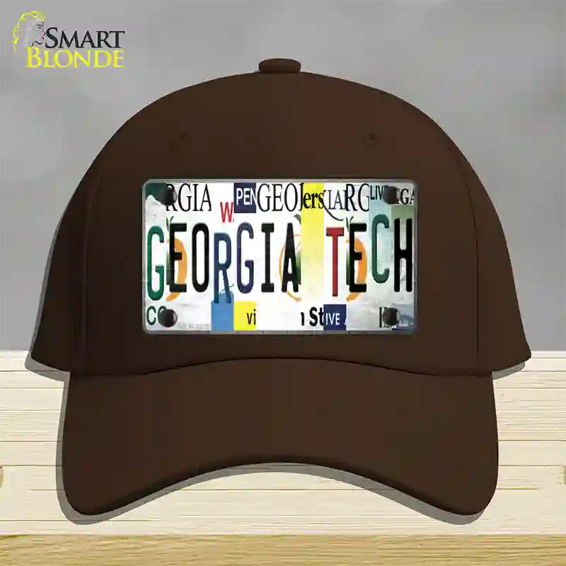 Georgia Tech Strip Art Novelty License Plate Hat Tag Cotton Dark Brown
