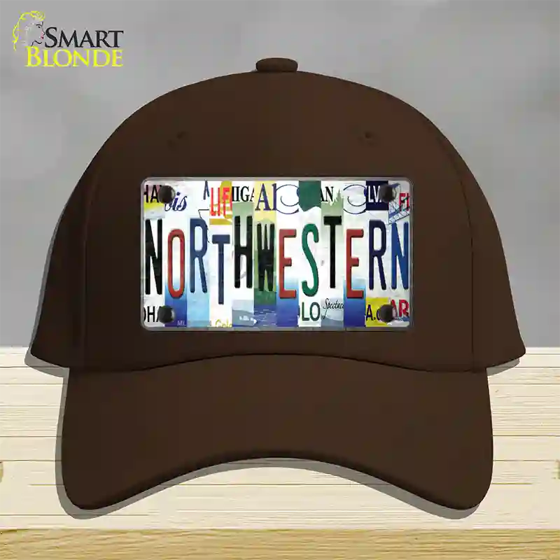 Northwestern Strip Art Novelty License Plate Hat Tag Cotton Dark Brown