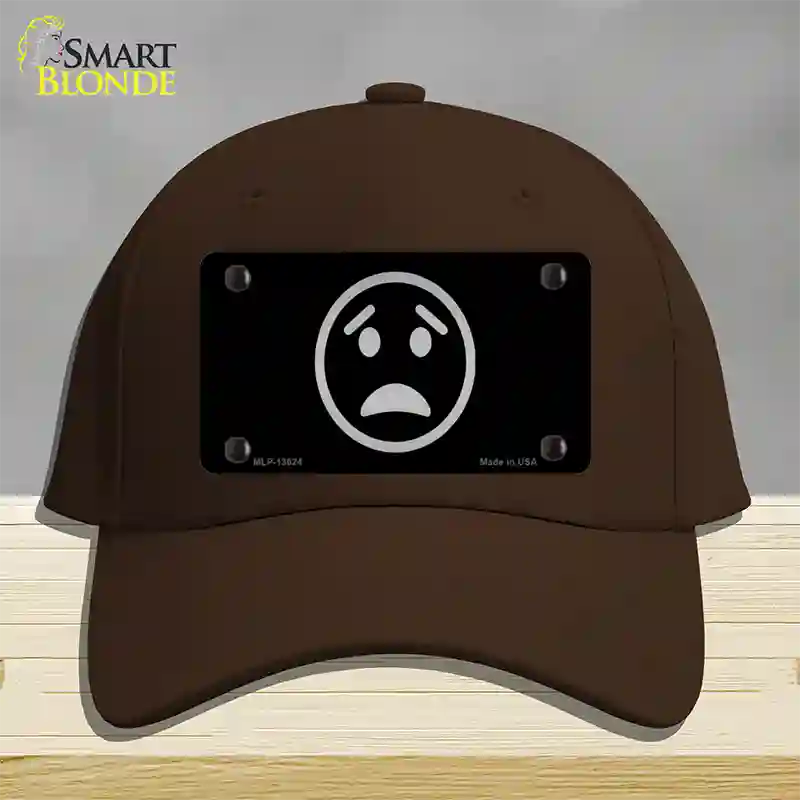 Worried Black Novelty License Plate Hat Tag Cotton Dark Brown