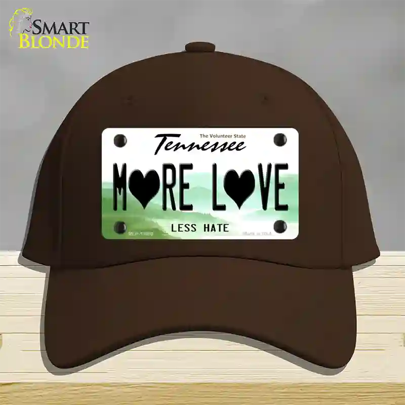 More Love Novelty License Plate Hat Tag Cotton Dark Brown