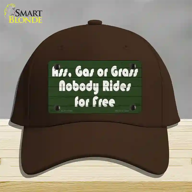 Ass Gas Or Grass Novelty License Plate Hat Tag Cotton Dark Brown