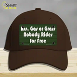 Ass Gas Or Grass Novelty License Plate Hat Tag Cotton Dark Brown