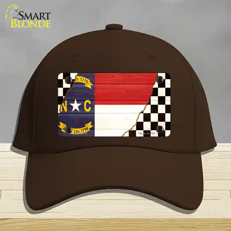 North Carolina Racing Flag Novelty License Plate Hat Tag Cotton Dark Brown