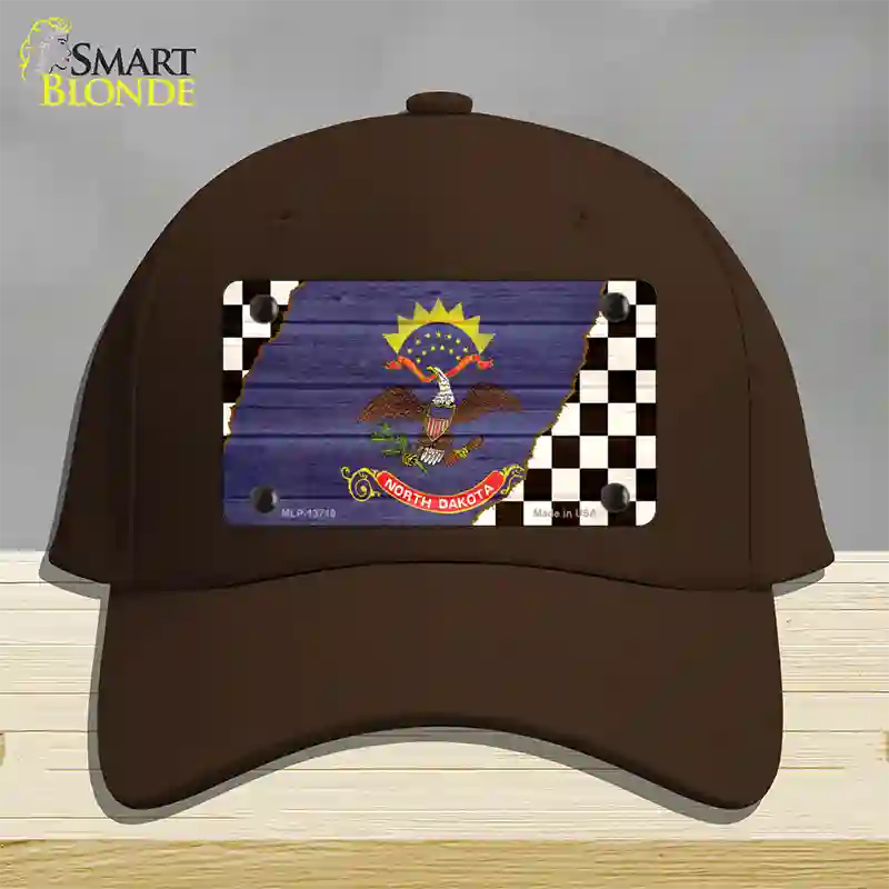 North Dakota Racing Flag Novelty License Plate Hat Tag Cotton Dark Brown