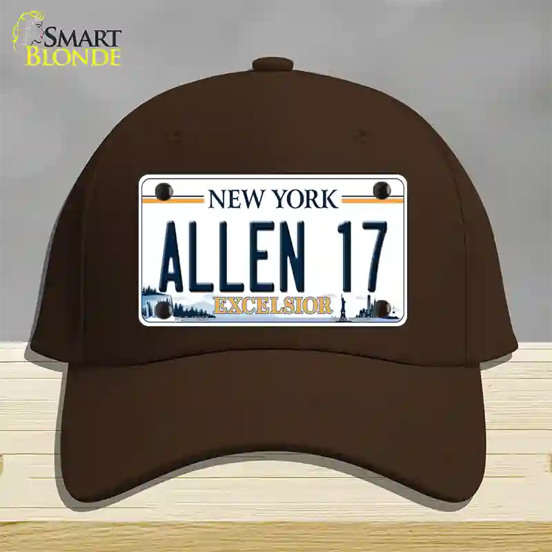 Allen 17 NY Excelsior Novelty License Plate Hat Tag Cotton Dark Brown