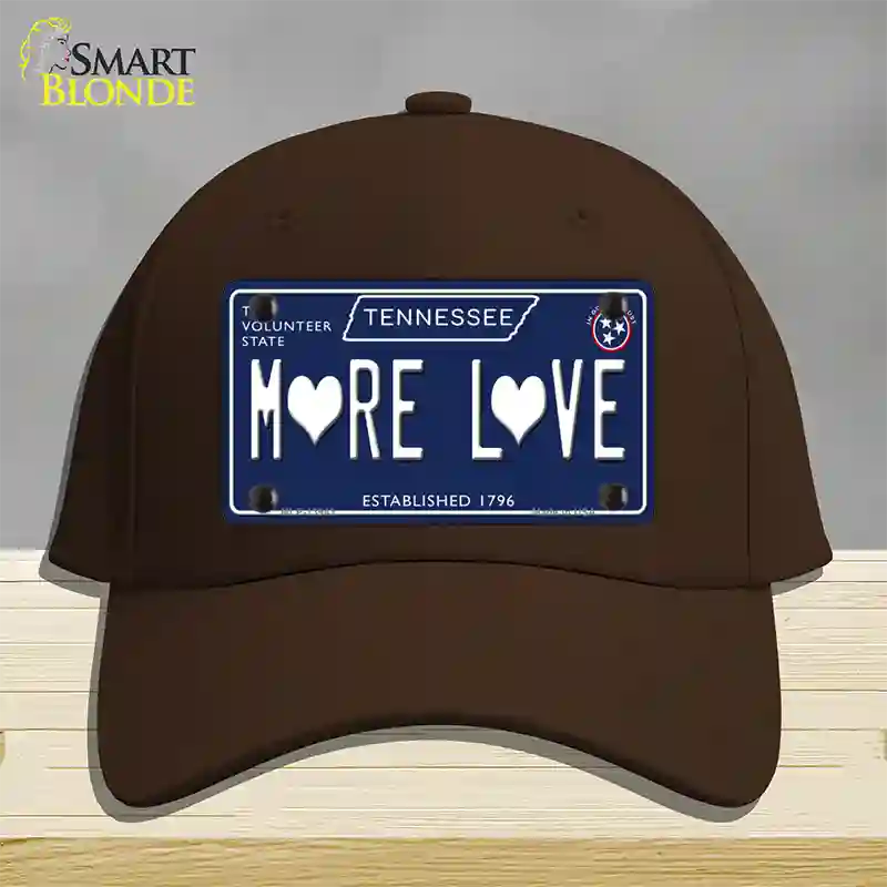 More Love Hearts Tennessee Blue Novelty License Plate Hat Tag Cotton Dark Brown