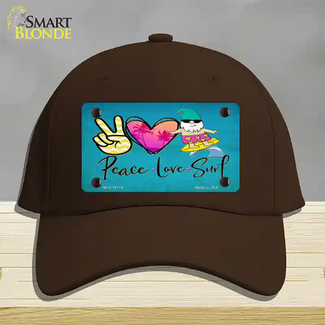Peace Love Surf Novelty License Plate Hat Cotton / Dark Brown