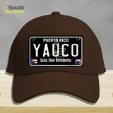 Yauco Puerto Rico Black Novelty License Plate Hat Cotton / Dark Brown