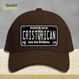 Cristorican Puerto Rico Black Novelty License Plate Hat Cotton / Dark Brown