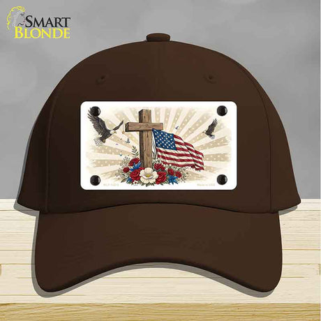 Eagle Flag and Cross Novelty License Plate Hat HAT-MLP-14510
