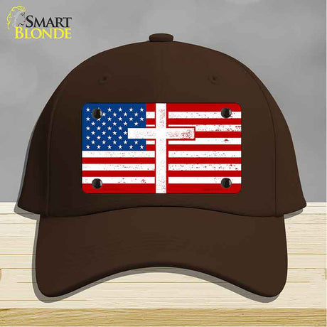 American Flag with Cross Novelty License Plate Hat HAT-MLP-14518