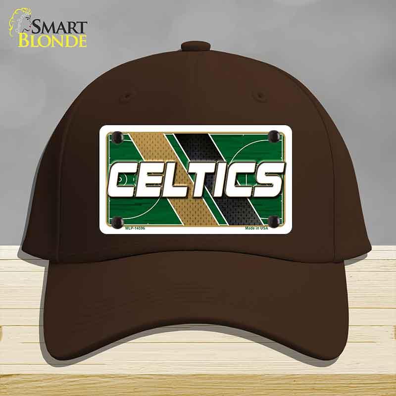 Brown cap with Celtics logo on a gray background