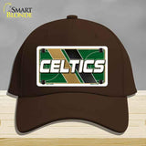 Brown cap with Celtics logo on a gray background