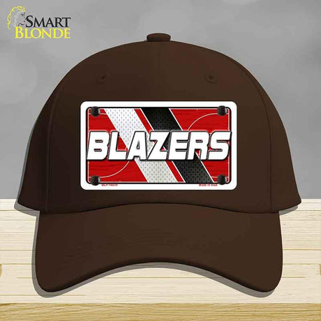 Brown cap with 'BLAZERS' logo on a gray background