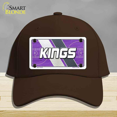 Brown cap with a purple and white 'KINGS' logo on a gray background