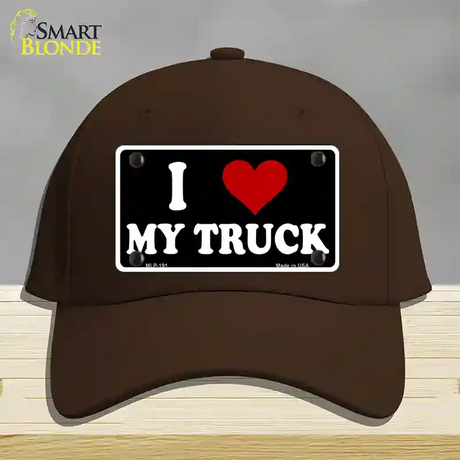 I Love My Truck Black Novelty License Plate Hat Cotton / Dark Brown