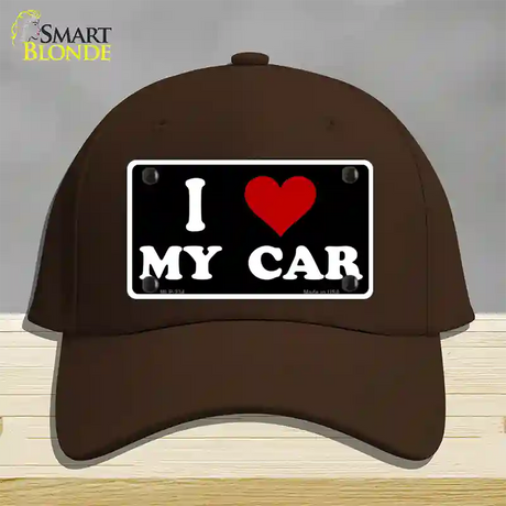 I Love My Car Black Novelty License Plate Hat Cotton / Dark Brown