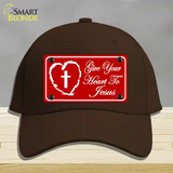 Give Your Heart To Jesus Novelty License Plate Hat Cotton / Dark Brown