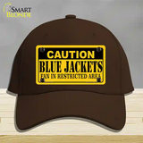Caution Blue Jackets Novelty License Plate Hat Cotton / Dark Brown