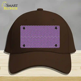 Purple White Chevron Novelty License Plate Hat Cotton / Dark Brown