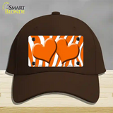 Orange White Zebra Orange Centered Hearts Novelty License Plate Hat Cotton / Dark Brown