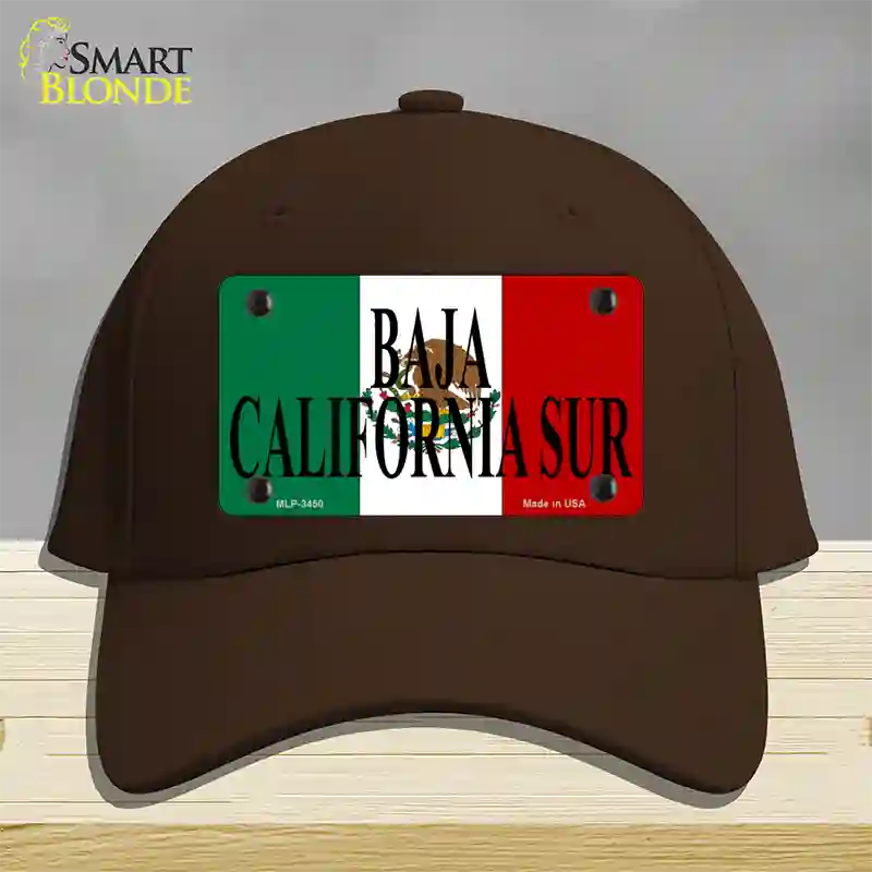 Baja California Sur Mexico Flag Novelty License Plate Hat Cotton / Dark Brown