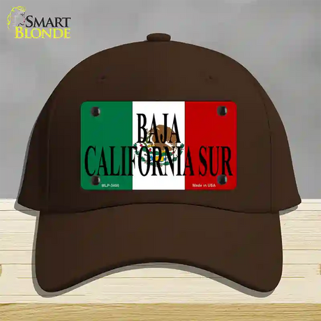 Baja California Sur Mexico Flag Novelty License Plate Hat Cotton / Dark Brown
