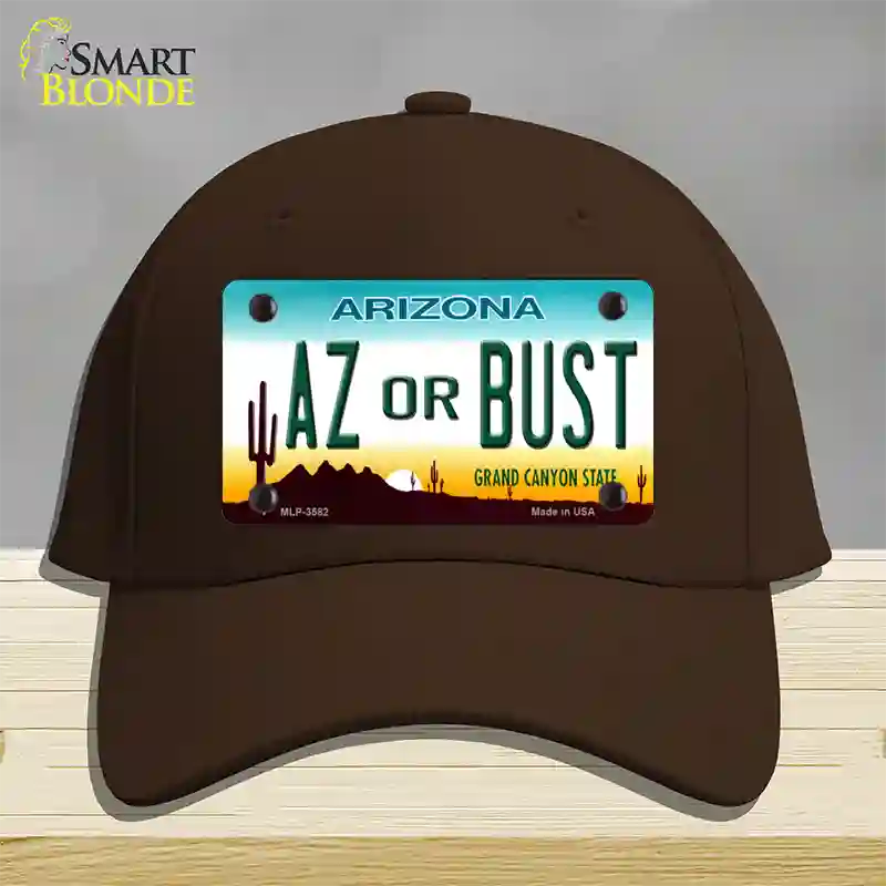 Arizona Az Or Bust Novelty License Plate Hat Cotton / Dark Brown