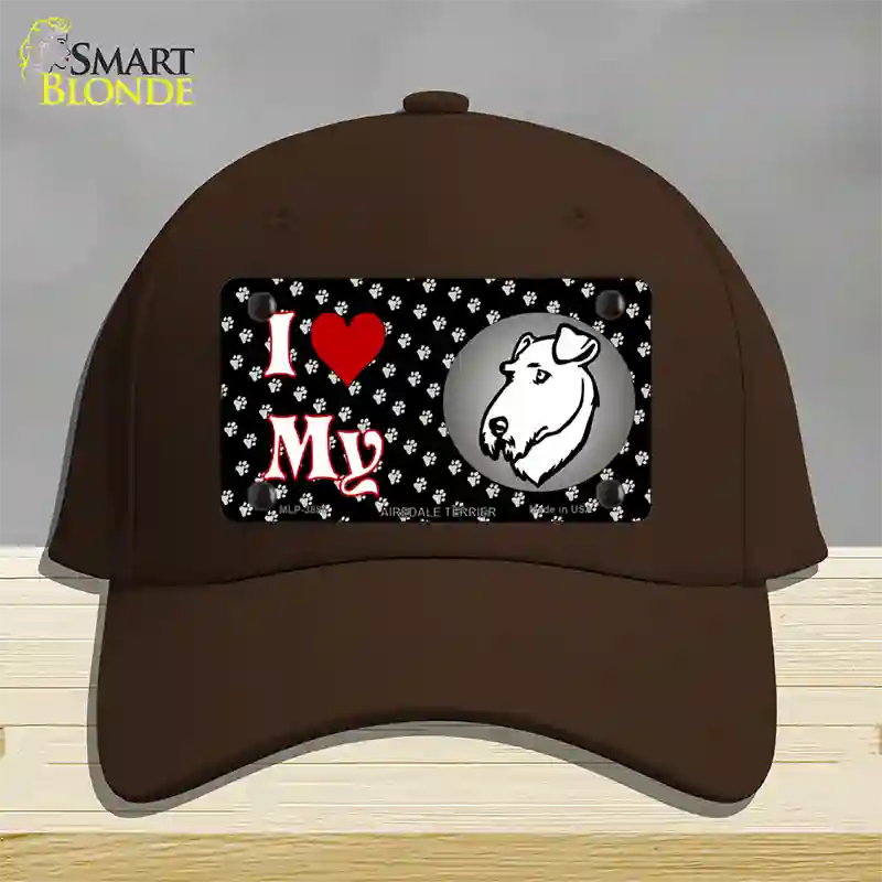 I Love My Airedale Terrier Novelty License Plate Hat Cotton / Dark Brown