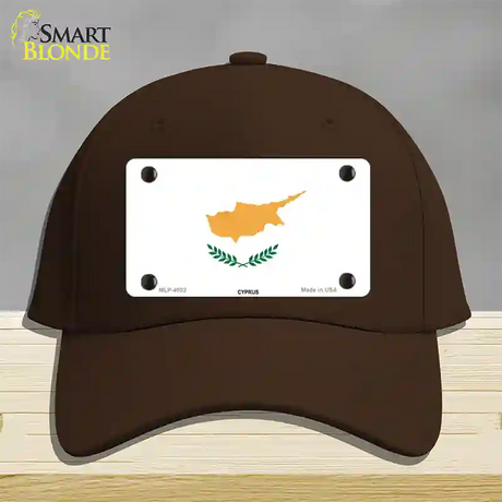 Cyprus Flag Novelty License Plate Hat Cotton / Dark Brown