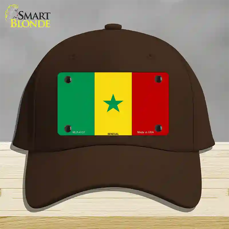 Senegal Flag Novelty License Plate Hat Cotton / Dark Brown