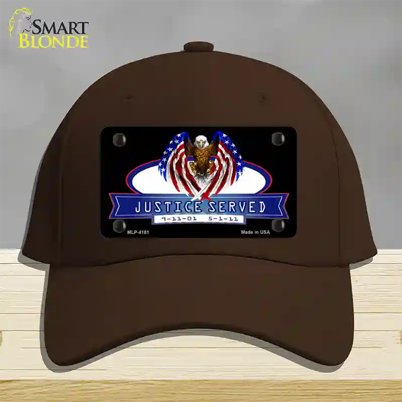 America Justice Served Novelty License Plate Hat Cotton / Dark Brown
