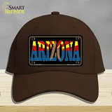 Arizona Inlayed State Flag Novelty License Plate Hat Cotton / Dark Brown