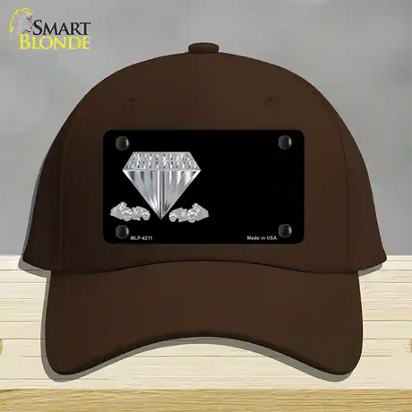 Diamonds Offset Novelty License Plate Hat Cotton / Dark Brown