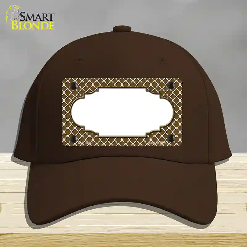Brown White Quatrefoil Center Scallop Novelty License Plate Hat Cotton / Dark Brown