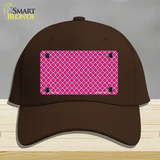 Pink White Quatrefoil Novelty License Plate Hat Cotton / Dark Brown