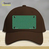Green White Quatrefoil Novelty License Plate Hat Cotton / Dark Brown