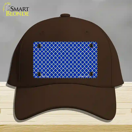 Blue White Quatrefoil Novelty License Plate Hat Cotton / Dark Brown