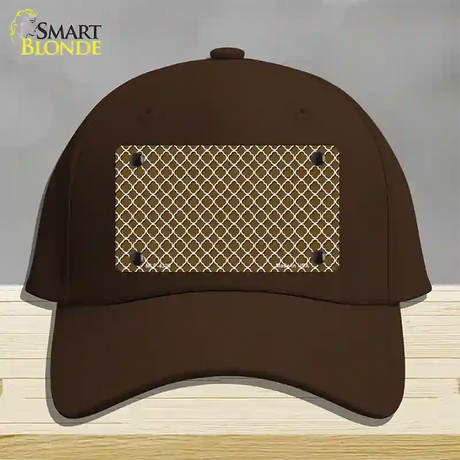 Brown White Quatrefoil Novelty License Plate Hat Cotton / Dark Brown
