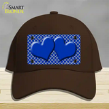 Blue White Quatrefoil Blue Center Hearts Novelty License Plate Hat Cotton / Dark Brown