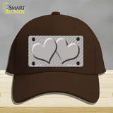 Grey White Quatrefoil Grey Center Hearts Novelty License Plate Hat Cotton / Dark Brown