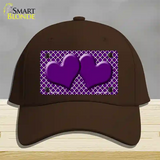 Purple White Quatrefoil Purple Center Hearts Novelty License Plate Hat Cotton / Dark Brown