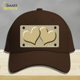 Gold White Quatrefoil Gold Center Hearts Novelty License Plate Hat Cotton / Dark Brown