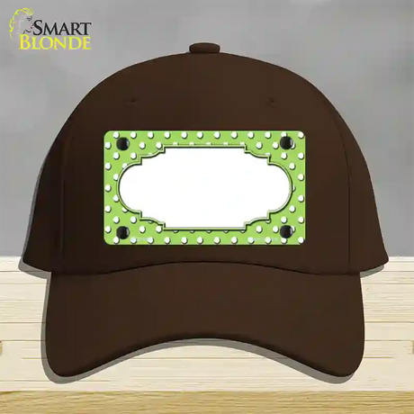 Scallop Lime Green White Polka Dot Novelty License Plate Hat Cotton / Dark Brown