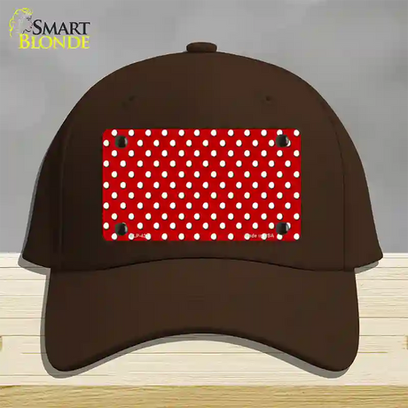 Red Polka Dot Novelty License Plate Hat Cotton / Dark Brown