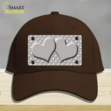 Grey White Polka Dot Center Hearts Novelty License Plate Hat Cotton / Dark Brown