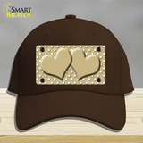 Gold White Polka Dot Center Hearts Novelty License Plate Hat Cotton / Dark Brown