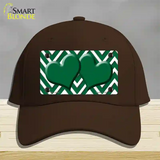 Green White Large Chevron Green Center Hearts Novelty License Plate Hat Cotton / Dark Brown
